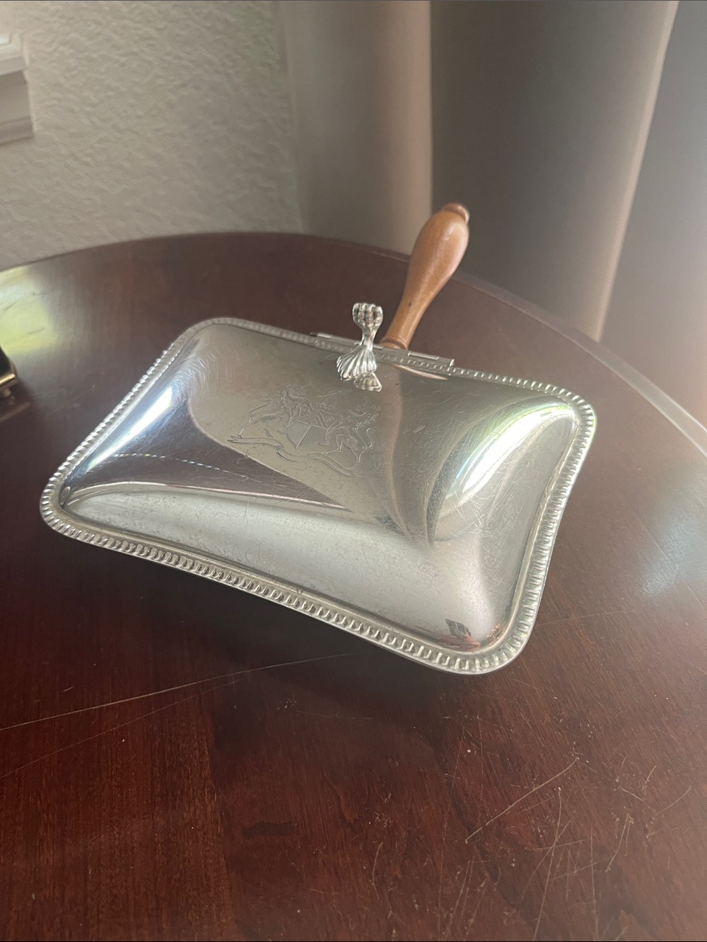 Vintage 1950s Silver-Plated "silent butler" with Wooden Handle